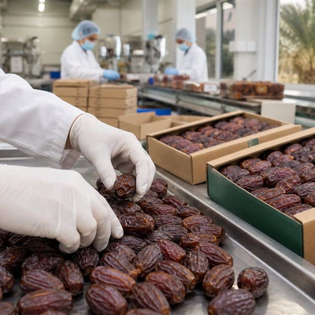 Dattes marocaines triées et conditionnées dans une unité de packaging
